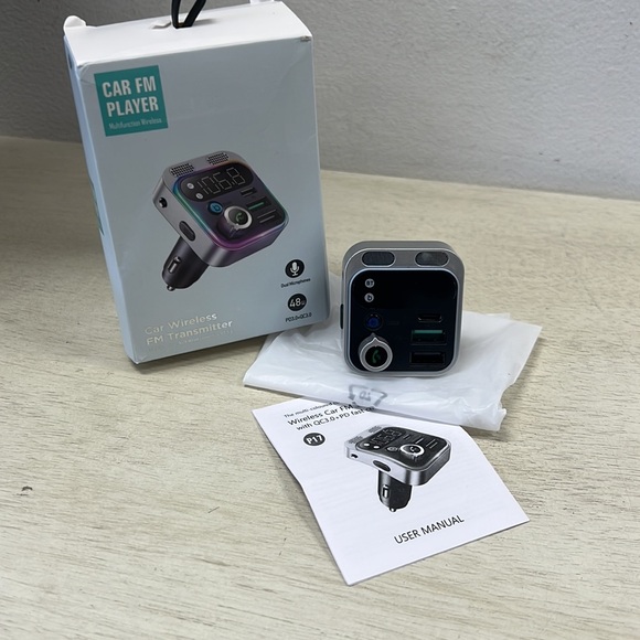 NIB - Multifunctional Car Wireless FM Transmitter, Hand-Free Adapter and Charger - Picture 4 of 13